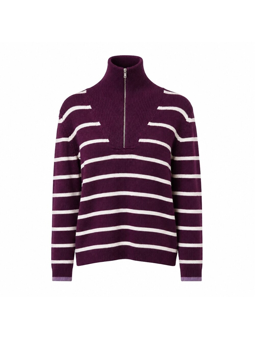 Talbots Petite Purple and White Striped Half-Zip Sweater Size PS